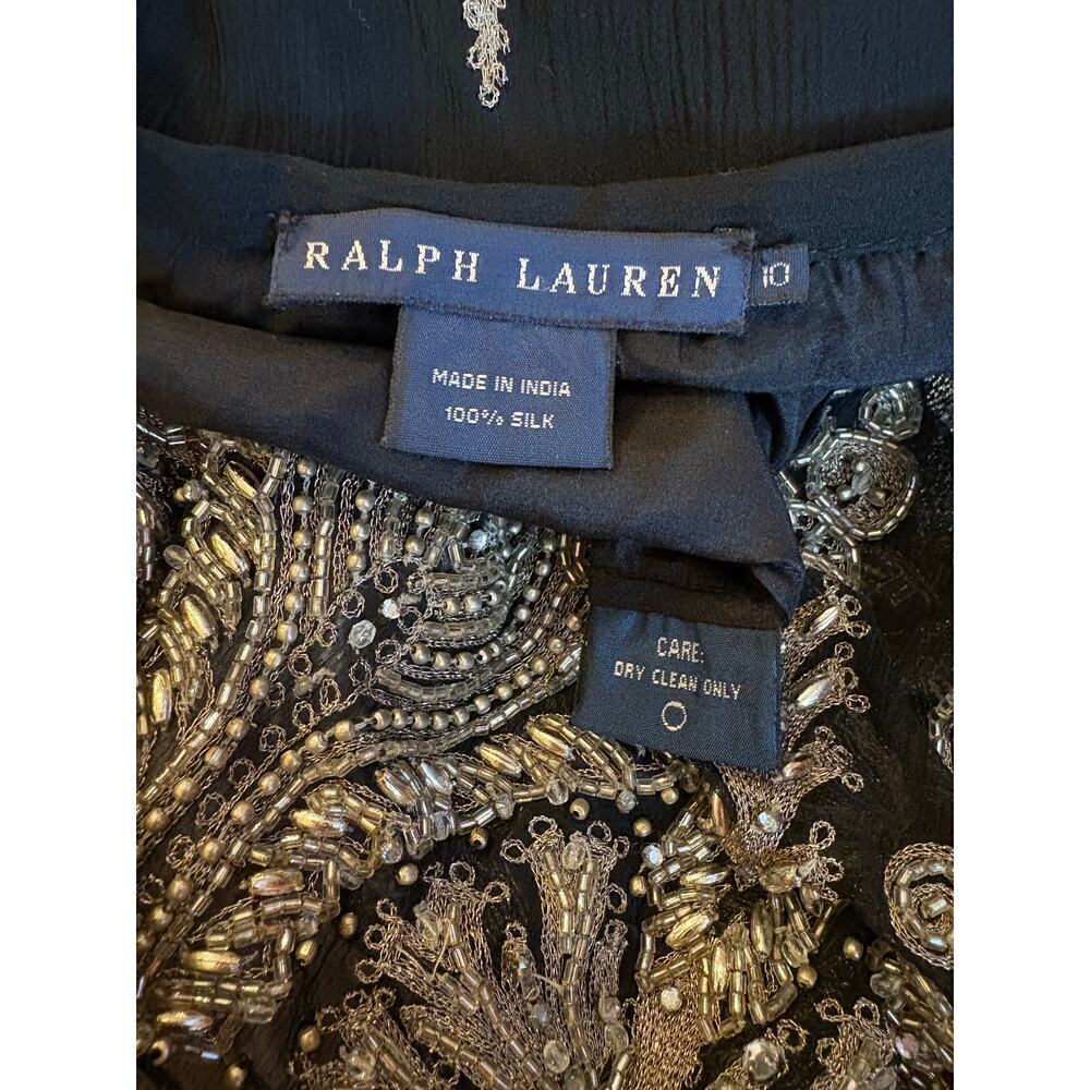 Ralph Lauren Beaded Embellished Formal Skirt Black Gold Embroidered Vintage $3K - Picture 3 of 16